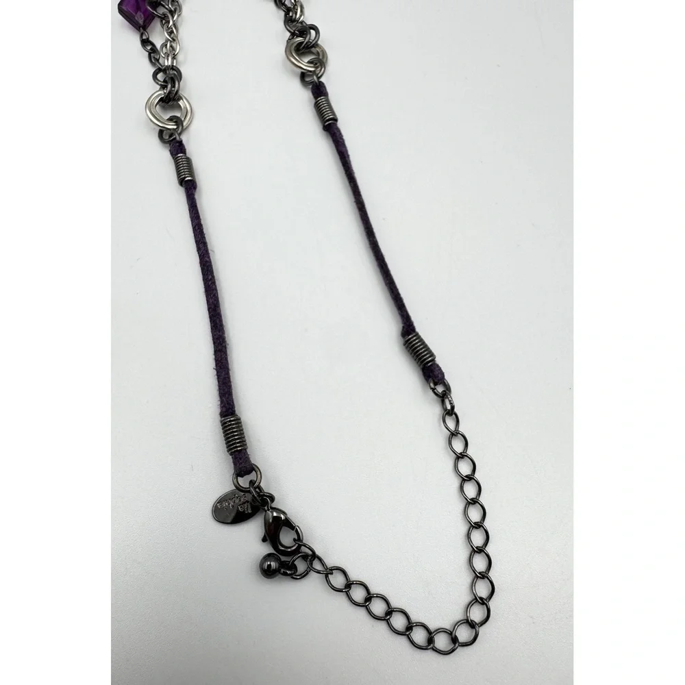 Lia Sophia Purple Haze Multi Strand Glass Cats Eye Acrylic Beaded Necklace